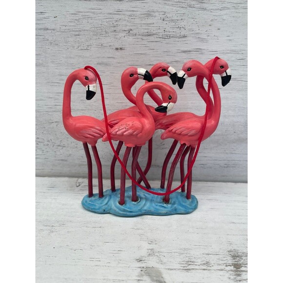 Flock of Pink Flamingo Birds Christmas Tree Ornament Decoration - Picture 1 of 4